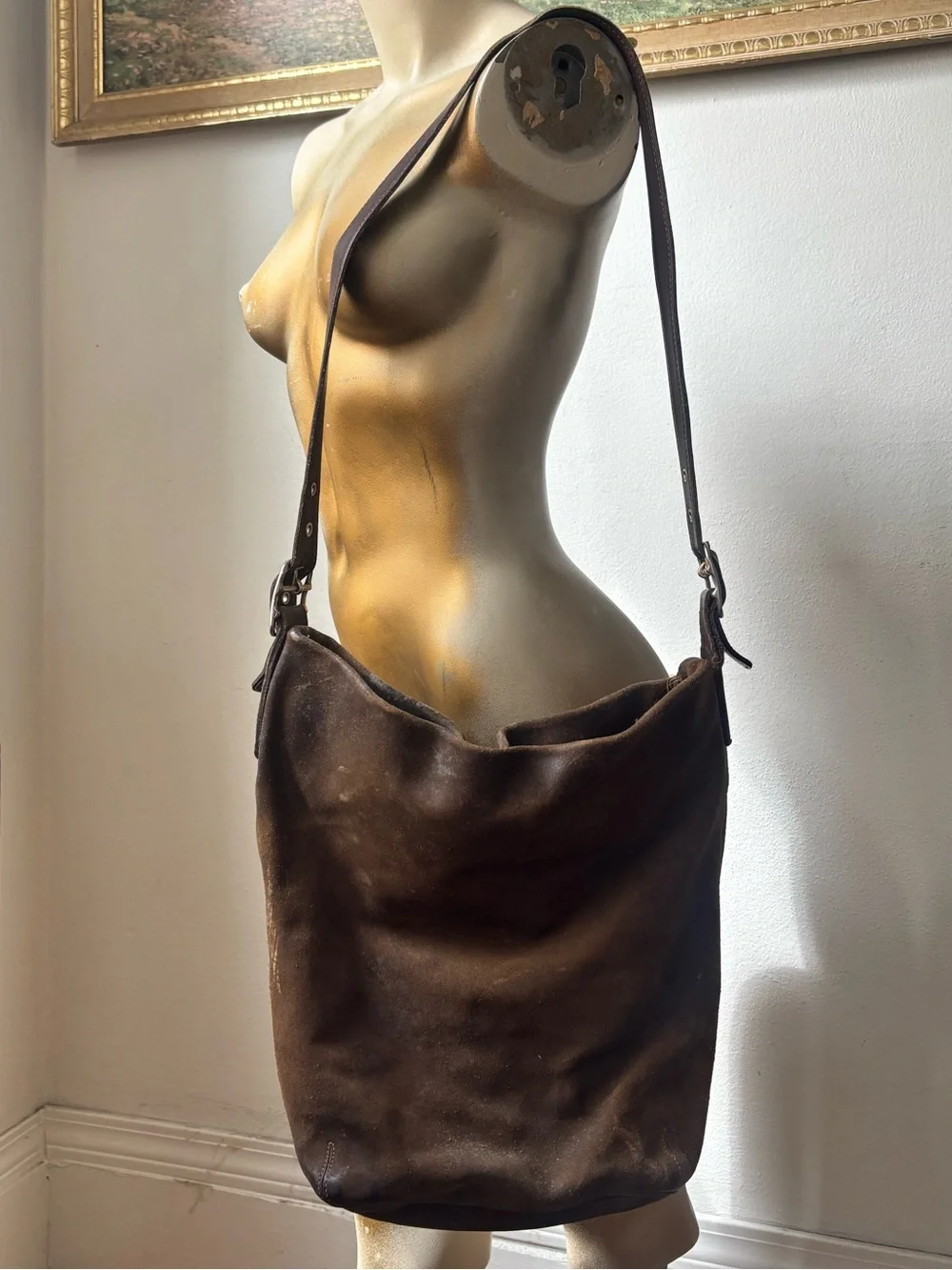 Vintage Coach Suede Bucket Bag